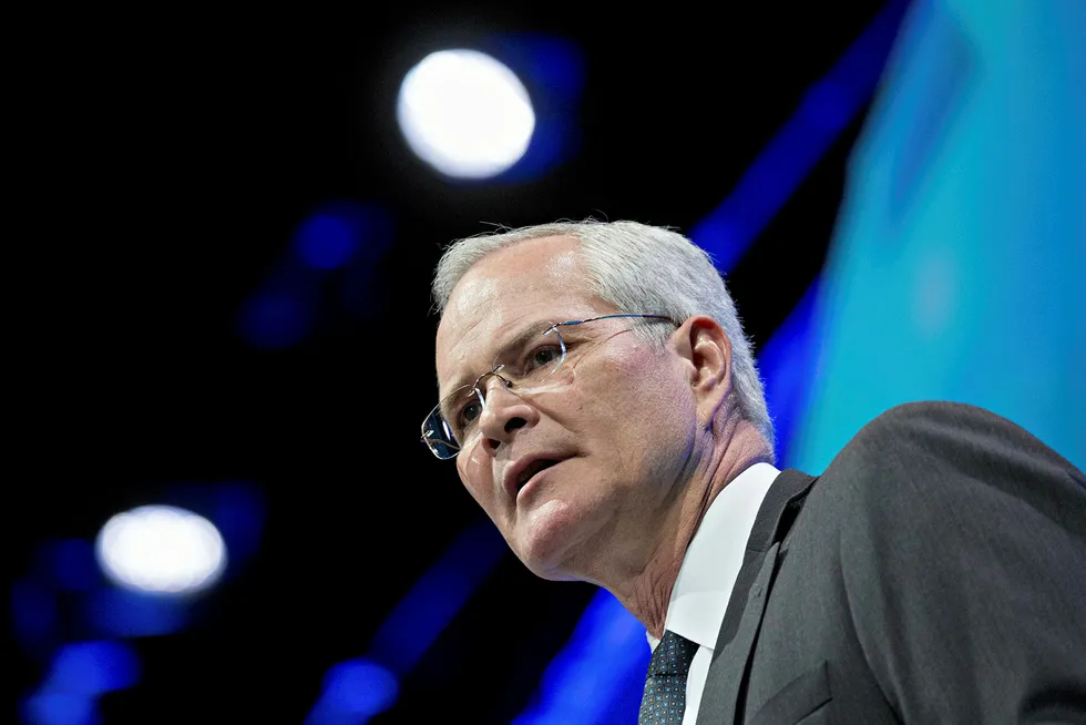 Celebrating success: ExxonMobil chief executive Darren Woods
