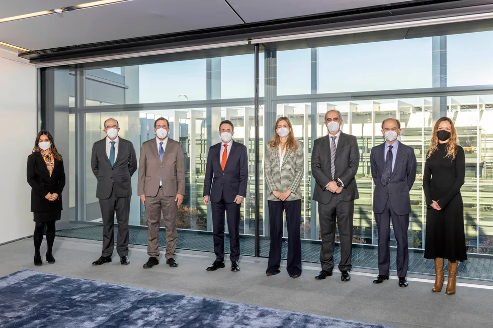 Launch: Shyne members, including Repsol chief executive Josu Jon Imaz (fourth from left) and Spanish secretary of state for energy, Sara Aagesen (fifth from left), at the consortium launch in Madrid