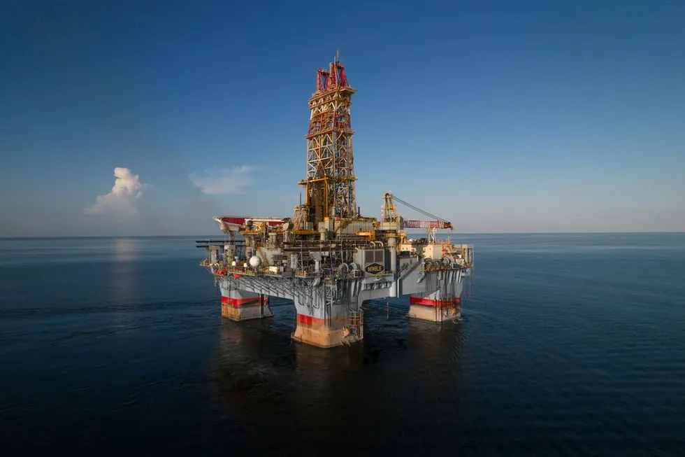 Noble Corporation semi-submersible drilling rig Noble Discoverer.