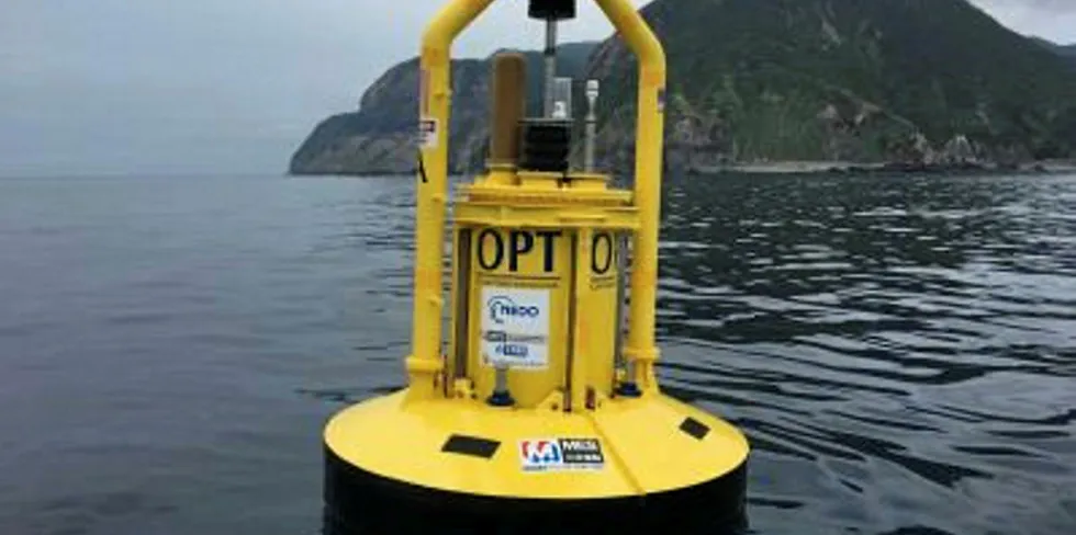 An Ocean Power Technologies PB3 wave energy device off Kozu Island, Japan