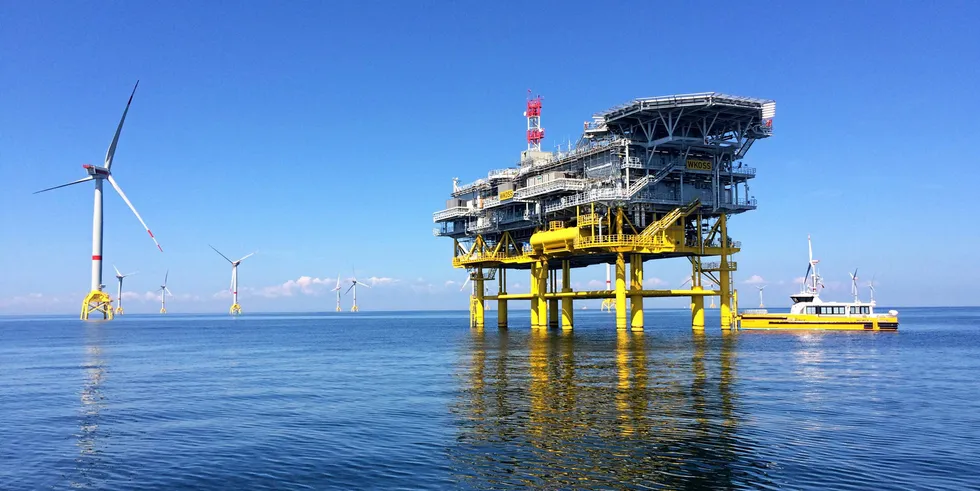 Substation at the nearby Wikinger offshore wind farm