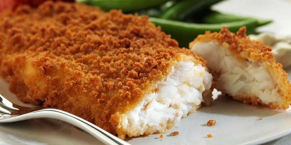 Breaded whitefish, one of Thistle Seafoods' specialties. Front photo: Thistle Managing Director Ryan Scatterty.
