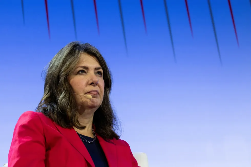 Alberta Premier Danielle Smith participating in a panel discussion during S&P Global's CERAWeek in Houston on Wednesday.