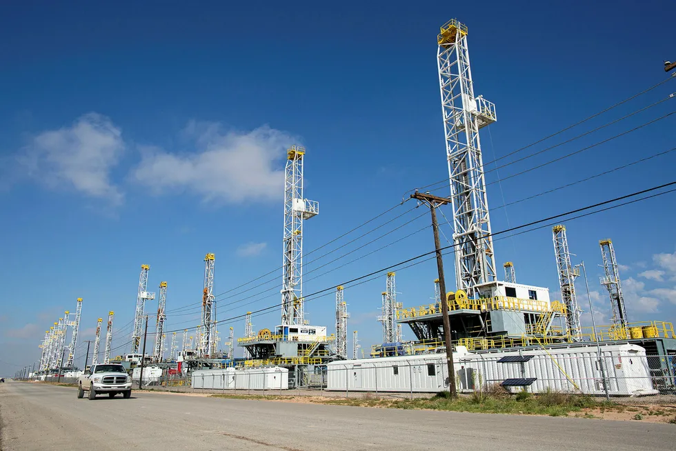 Helmerich & Payne yard along Groening Street in Odessa, Texas