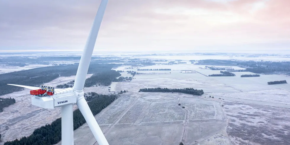 The first Vestas V236-15.0MW prototype in Denmark.