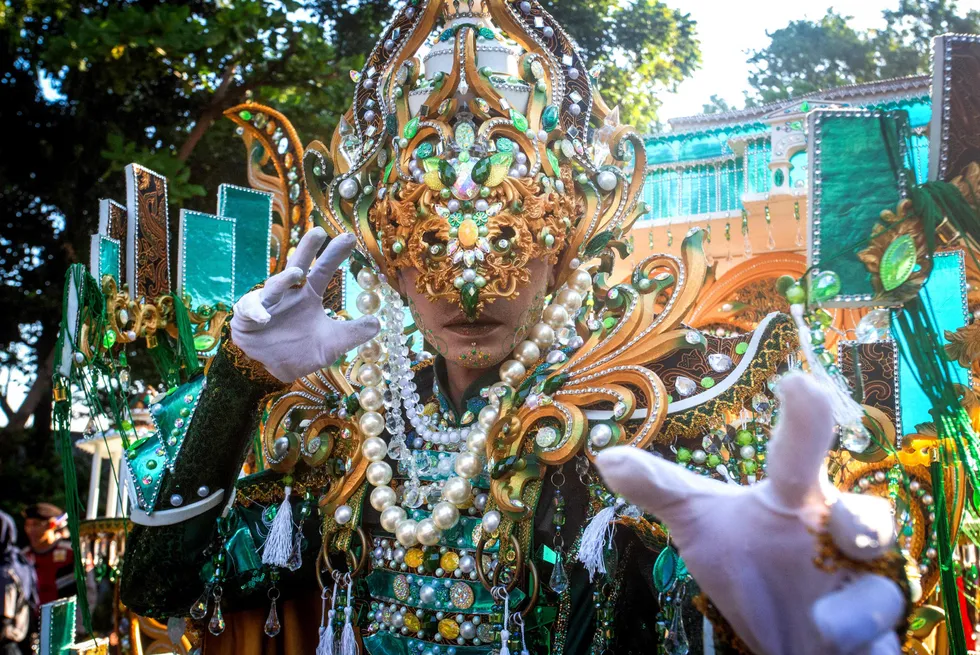 A performer at the Solo Batik Carnival in Surakarta, Central Java, in July 2024.