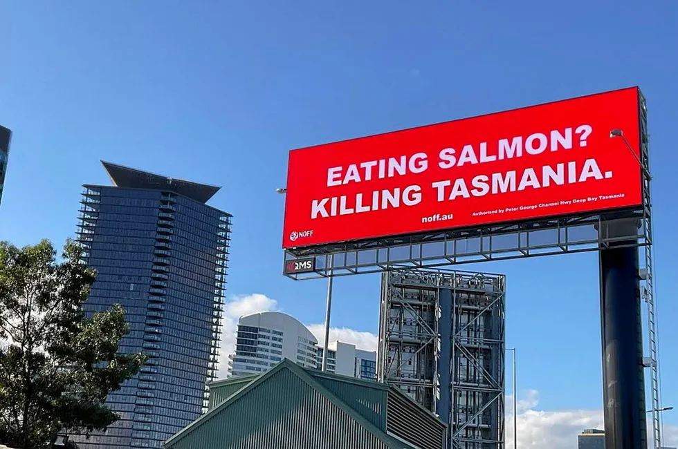 Anti-salmon farming group Neighbours of Fish Farming has funded a billboard campaign in Australia.