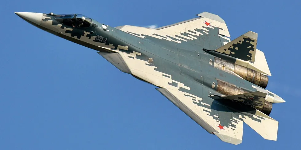 A Russian SU-57 Fighter Jet. Alaska groundfish groups are calling on the US military to provide more protection after a series of incidents involving Russian planes and ships harassing them.