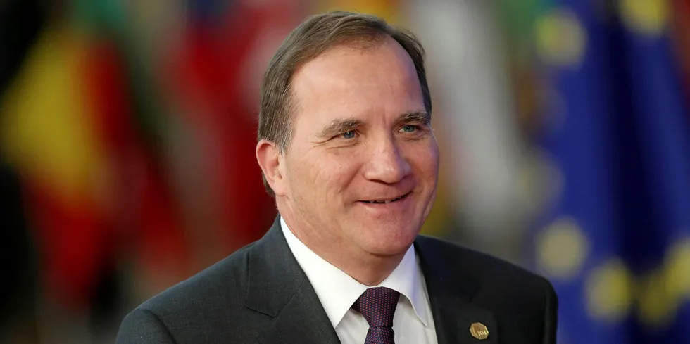 old and new Swedish Prime Minister Stefan Löfven