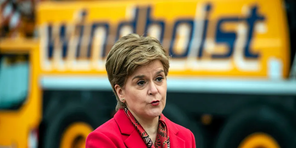 Scotland's First Minister Nicola Sturgeon visits the turbine installation company, Windhoist in Irvine, as she hails ScotWind outcome.