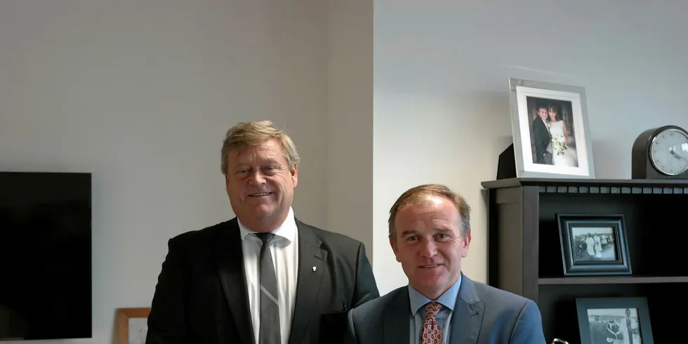 Norwegian Fisheries Minister Harald Nesvik (left) in London with George Eustice, UK minister for agriculture, fisheries and food.