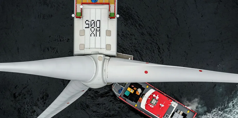 An MHI Vestas turbine at the Walney Extension West Offshore Wind Farm.