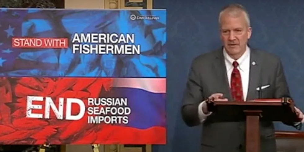 US Senator Dan Sullivan on Dec. 20, 2023 spoke on the Senate floor about the continued import of Russian seafood into the United States, despite there being a prohibition in place.