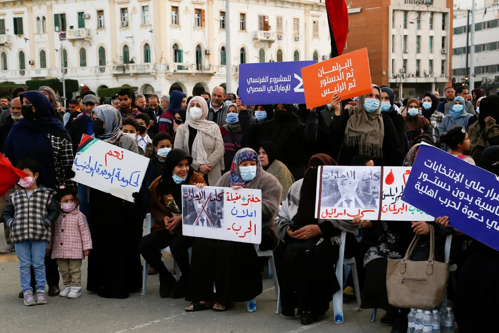 Pro-GNU: people protesting against the naming of the new Interim Prime Minister Fathi Bashagha in Tripoli