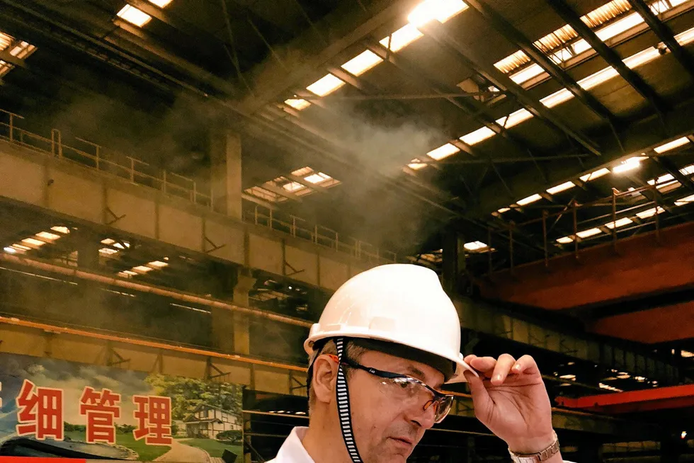 Costly market: SBM Offshore chief executive Bruno Chabas at Shanghai Waigaoqiao Shipbuilding yard, China in 2018