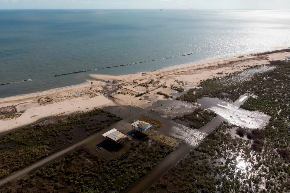 Devastated: aerial view shows homes destroyed by Hurricane Laura