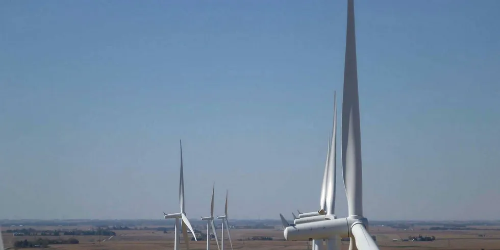 Siemens turbines at an Iowa wind farm owned by Warren Buffett's MidAmerican Energy Company