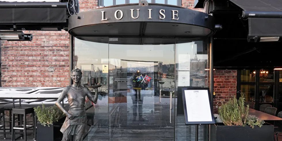 The entrance to the Louise Restaurant & Bar at Aker Brygge in Oslo, Norway, venue for a Christmas party on November 26.