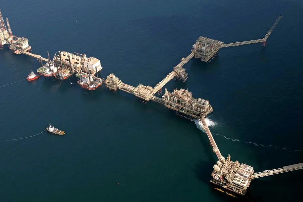 Lightning strikes: an offshore facility at Adnoc’s Lower Zakum oilfield.