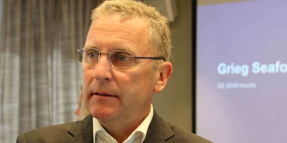 Grieg Seafood CEO Andreas Kvame. The company reported record earnings in the second quarter, despite a $15 million write-down for costs related to settling a price-fixing case against salmon farmers.