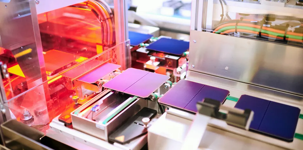 Testing of solar cells at Meyer Burger plant in Thalheim, Germany.