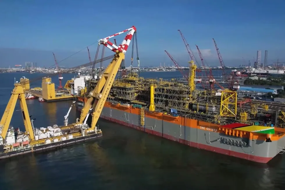 SBM Offshore's One Guyana FPSO at Seatrium's yard in Singapore.
