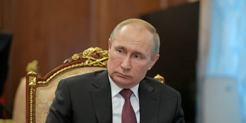 Moscow, Russia, September 2020, Russia president Vladimir Putin in press conference . putin russia.