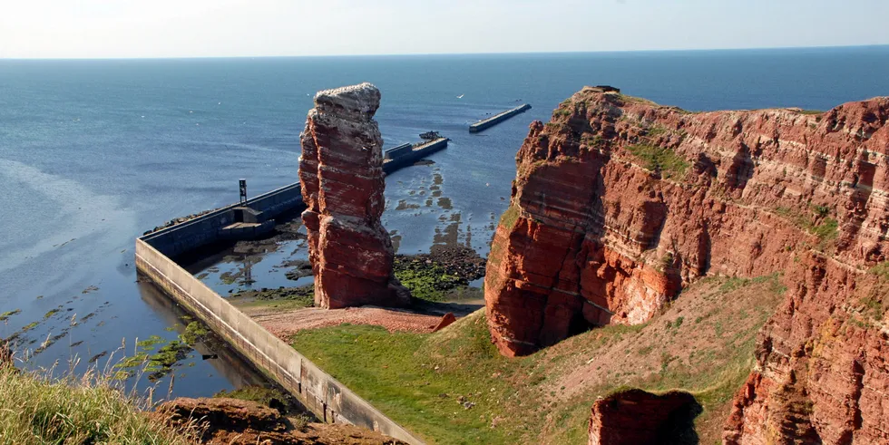 German North Sea island of Heligoland with its landmark rock 'Long Anna'