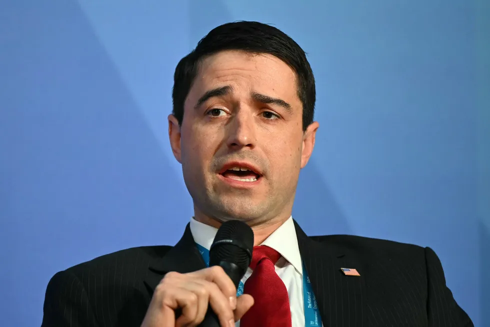 US Acting Assistant Secretary of Energy for International Affairs, Tommy Joyce attends a panel discussion at the Future of Energy Security Summit.
