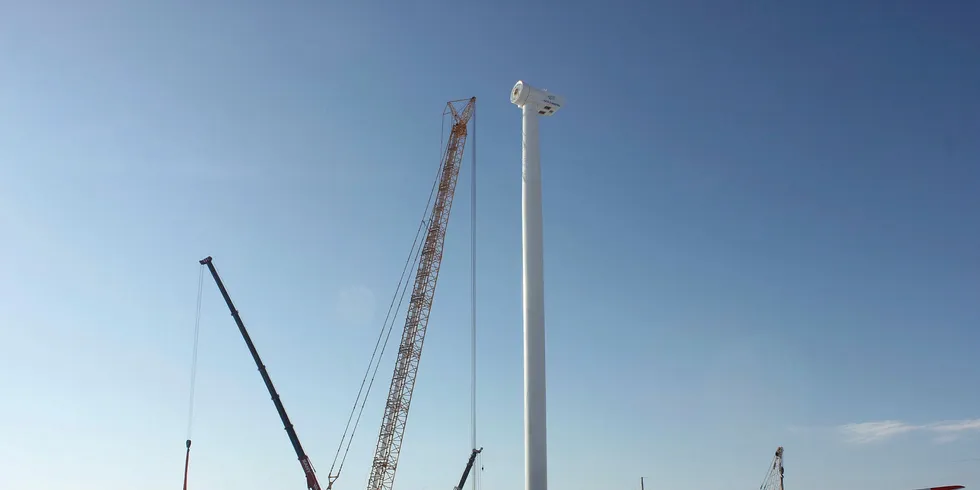 Goldwind's GW3S prototype during on-site assembly in China. Pic: Goldwind