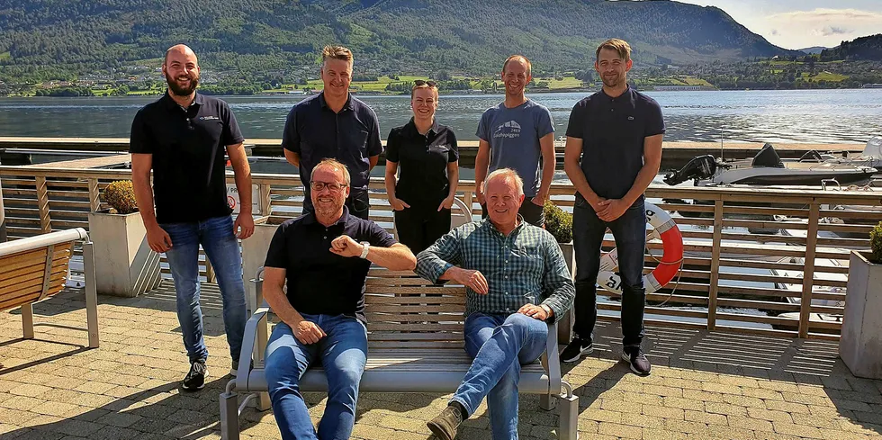Attending the first meeting after signing the contract, in front to the left: Sondre Høidalen, CEO Billund Aquaculture Norway and John-Ivar Sætre, production manager freshwater Mowi. Behind to the left, Jesper Nissen Nielsen, project manager Billund Aquaculture, Marius Hægh, CTO Billund Aquaculture Norway, Tilla Øygard, process engineer Billund Aquaculture Norway, Paul Henning Haugom, area operational manager freshwater, Mowi