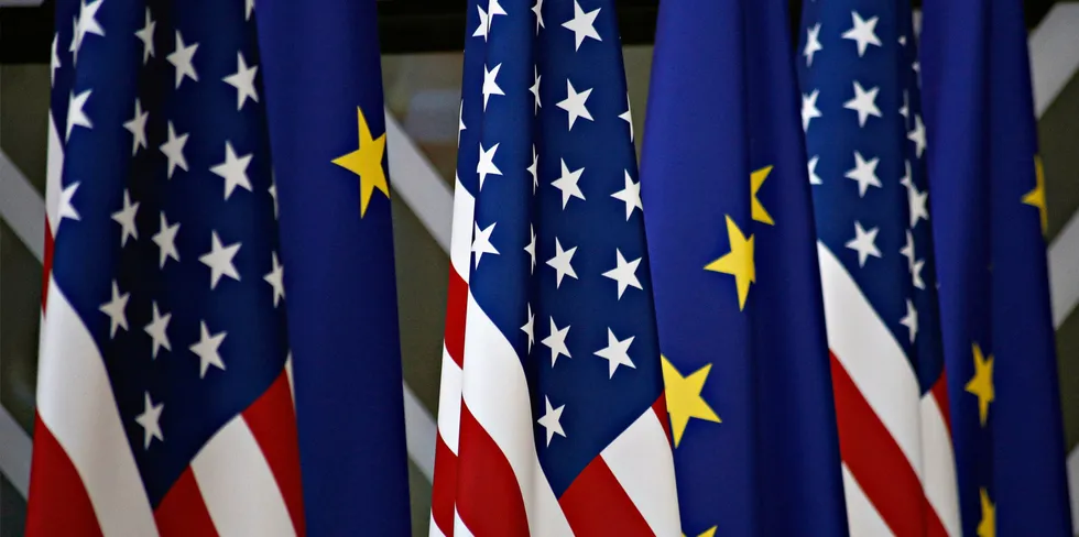 EU and US flags.