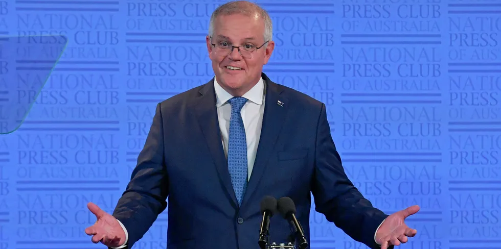 Australian prime minister Scott Morrison speaking on Monday.