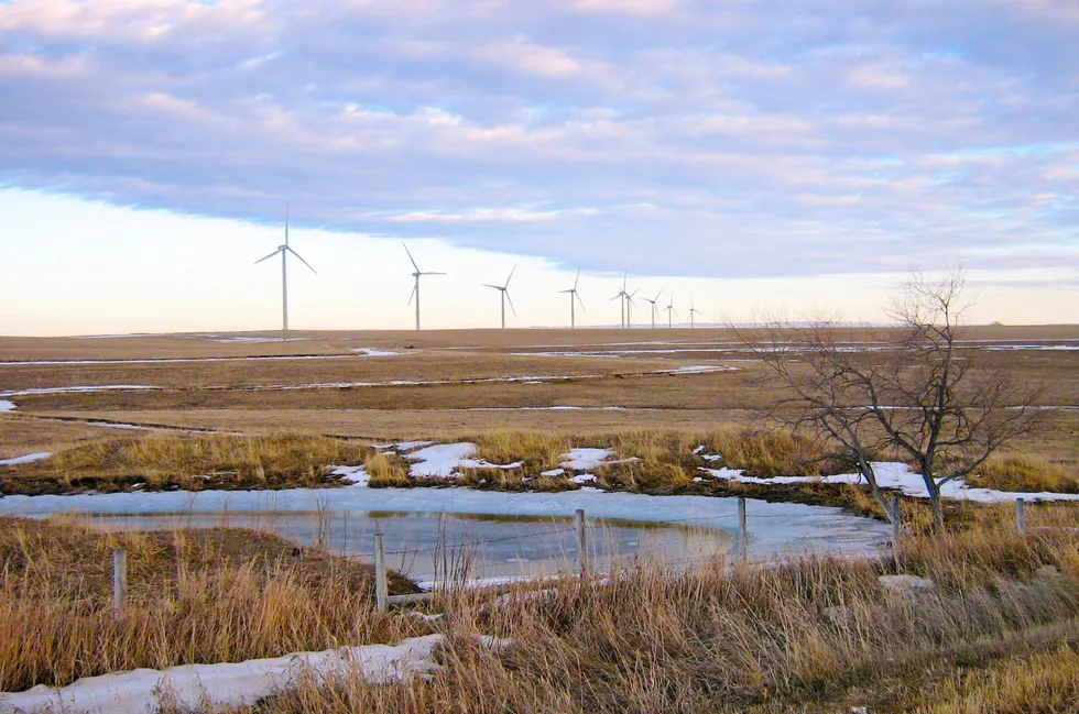 A wind farm in Alberta, Canada.