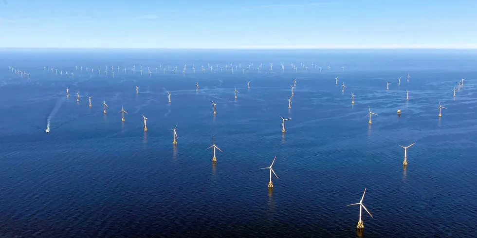 Wind farms close to German North Sea island of Heligoland