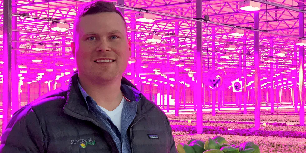 Brandon Gottsacker, president of Superior Fresh, touts the company's non-GMO land-based salmon product in the company's latest news release.