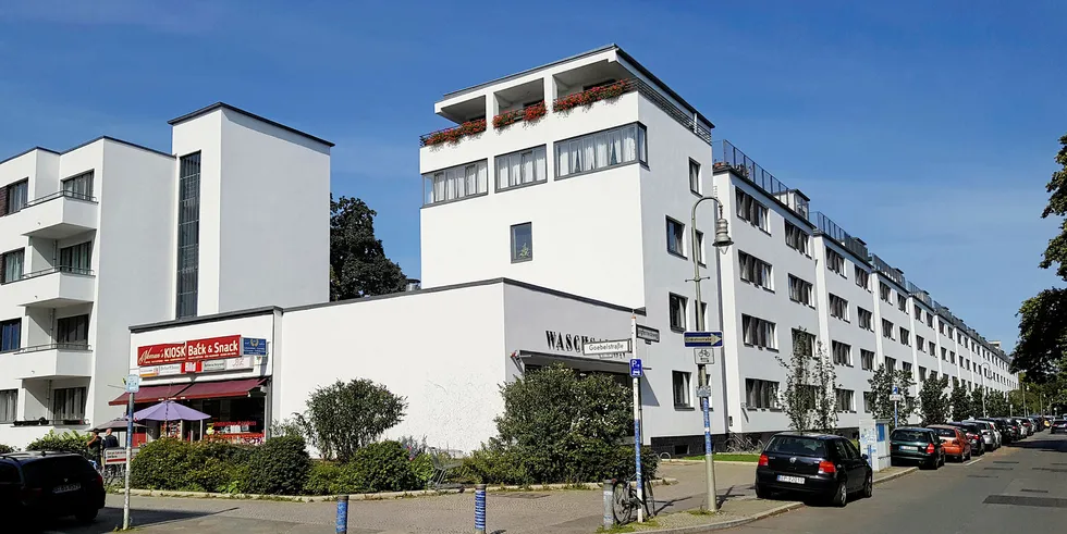 Social housing complex designed by Bauhaus founder Walter Gropius at the Unesco World Heritage Site Großsiedlung Siemensstadt in Berlin from the 1920s