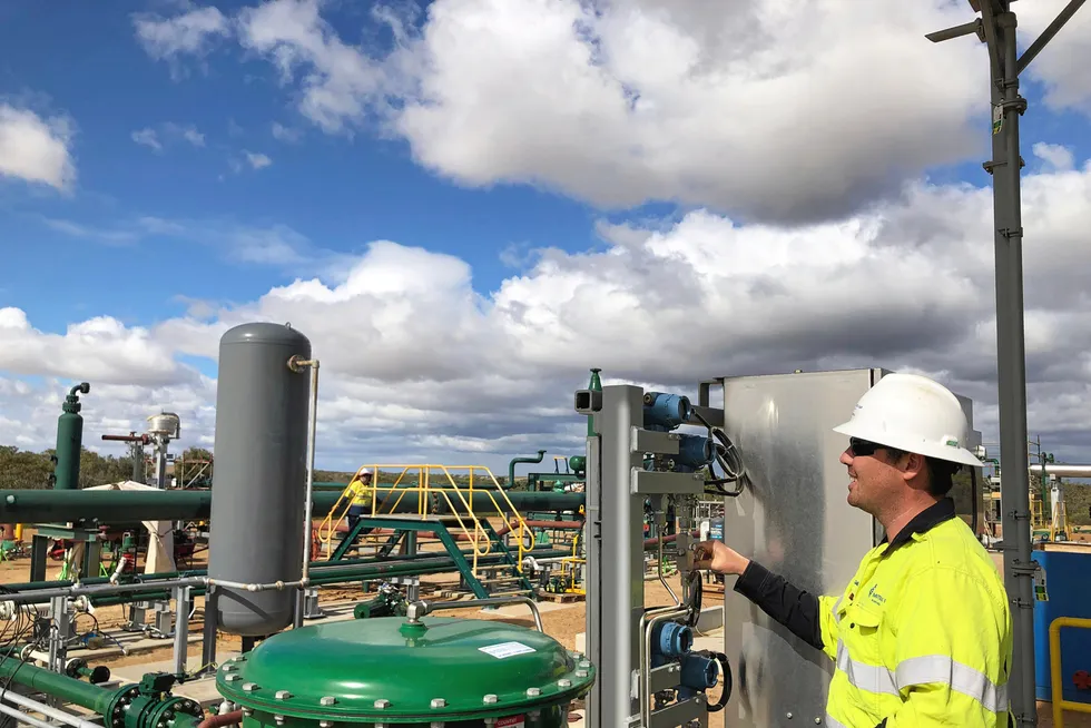 Waitsia in operation: workers at the Xyris production facility, the hub of the Waitsia Stage 1 expansion in Western Australia's Perth basin.