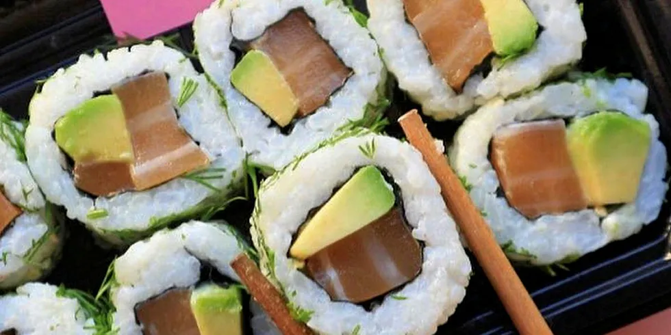 Ima vegan 'salmon' sushi.