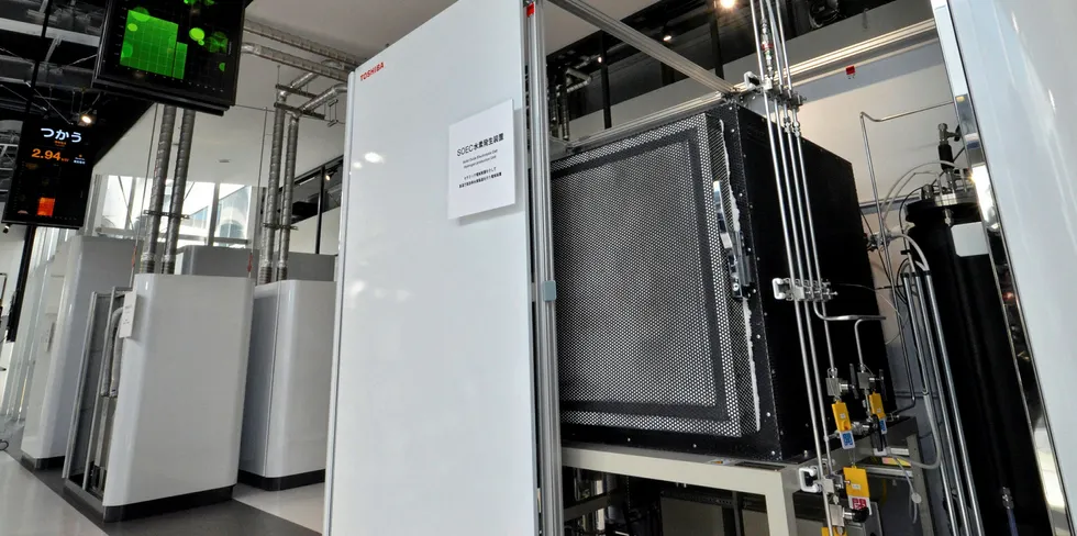 A Toshiba solid oxide electrolysis cell in Tokyo.