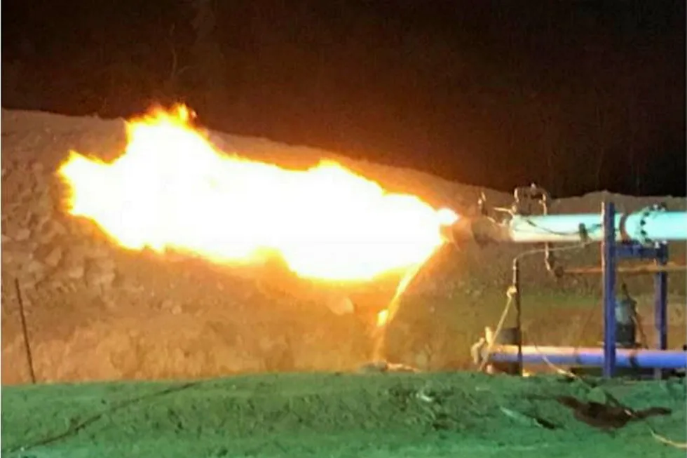 Flowing gas: Albany-1 was tested across a 13-metre interval in the Lake Galilee sandstone reservoir