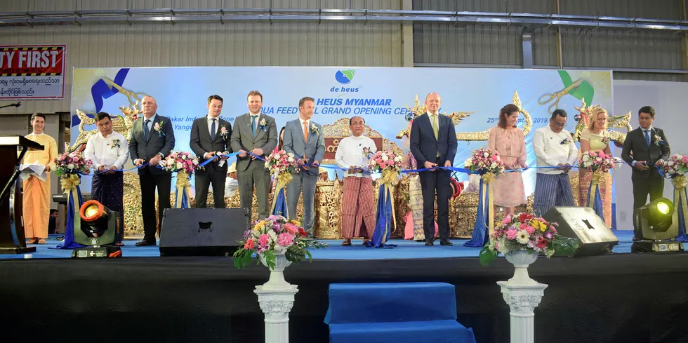 The De Heus team at their Myanmar factory opening.