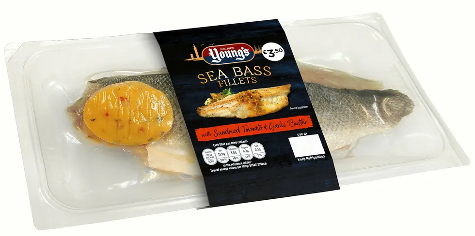 Seabass fillets with sundried tomato and garlic butter.