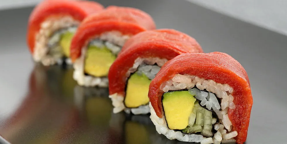 Ahimi, Ocean Hugger's plant-based tuna alternative. The company has re-launched under a new partnership with a Thai group.
