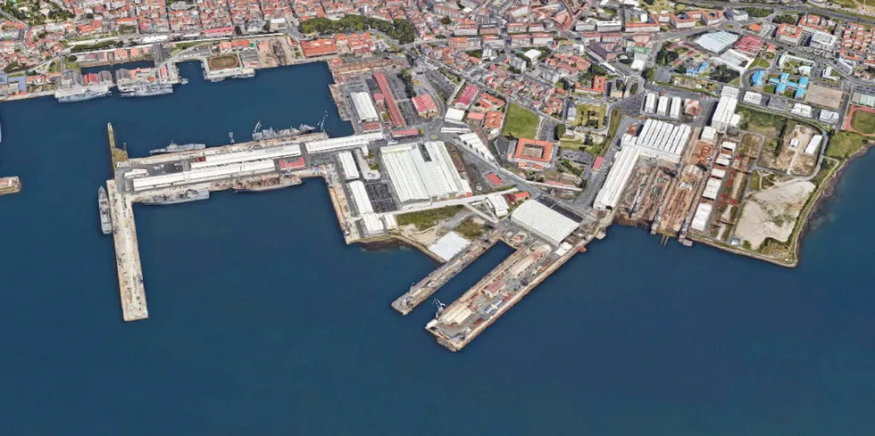 Navantia's sprawling site in Ferrol, northwest Spain, where the electrolyser assembly line is due to be built.