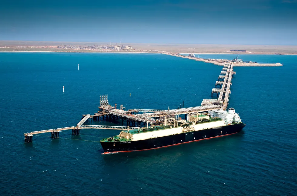 Off to its buyer: an LNG carrier loads up LNG at the Gorgon facility