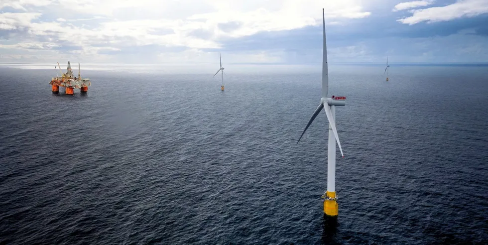 Mockup of Equinor's Hywind Tampen array that is currently being built