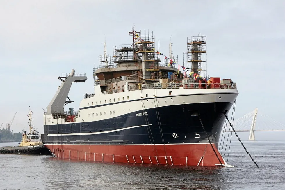 China has approved the delivery of fishmeal and fish oil by new trawlers built under Russia’s state-backed investment program. The Kapitan Yunik (pictured) is the fifth of 10 vessels ordered by the Russian Fishery Company (RFC) under the program.
