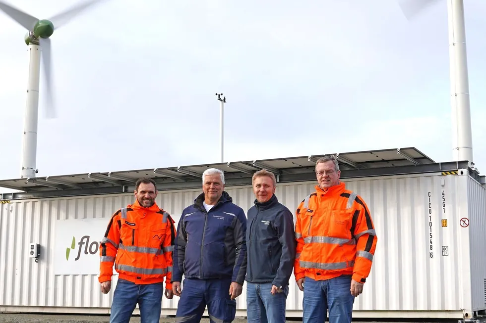The FlowGen system installed in the port of Emden, near Germany's North Sea border with the Netherlands.