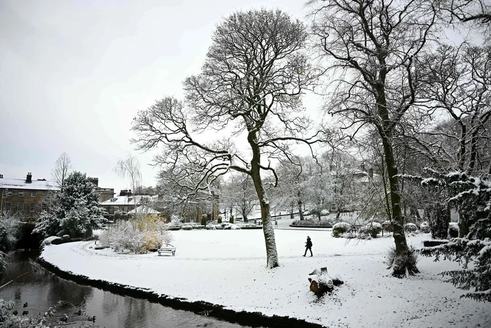 The UK and continental Europe saw a colder start of the heating season this year. Above, snow in Pavillion Gardens park in Buxton, northern England, on 19 November.
